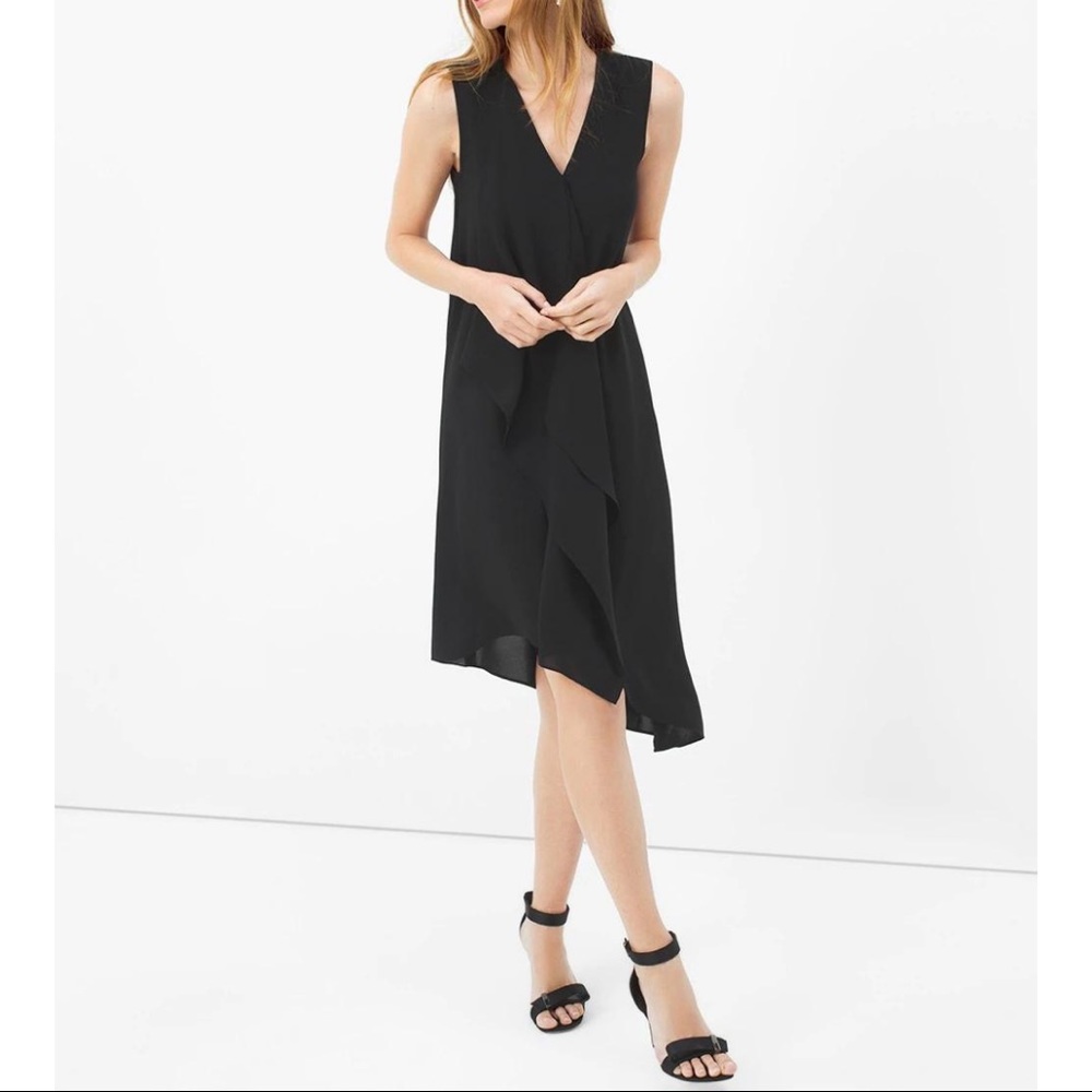 White House Black Market Sleeveless Ruffle Front Chiffon Asymmetrical Dress 14